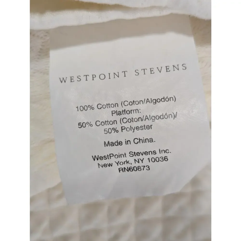 WEST POINT STEVENS! SET! SUPERB CREAM MINI WAFFLED DUVET COVER & BEDSKIRT! FL/QN